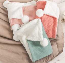 Soft Baby Blanket With Pom Poms Cozy Cot Or Stroller Throw