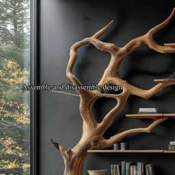 Rustic Wooden Bookcase Handmade Solid Wood Tree Bookshelf Home Decor Unique Gift For Book Lovers - thumbnail 2