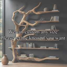 Rustic Wooden Bookcase Handmade Solid Wood Tree Bookshelf Home Decor Unique Gift For Book Lovers - thumbnail 3