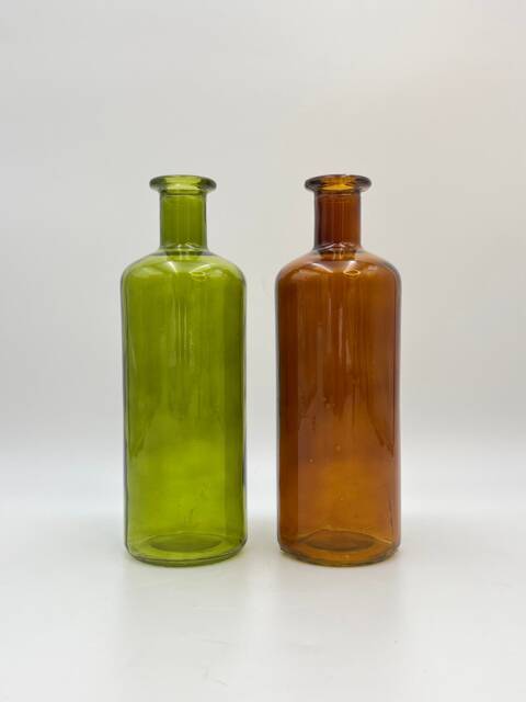 Vintage Handmade Amber Glass Vase Green Flower Bottle - Height 27cm - image 1