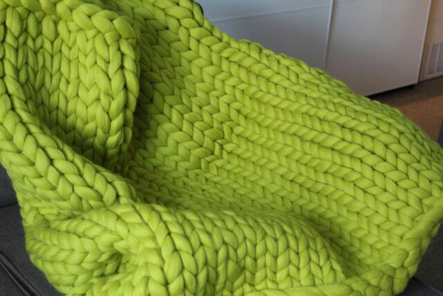 Chunky Knit Blanket/ Arm Knitted Super Soft 100% Merino Wool Throw/ Giant Blanket - image 1