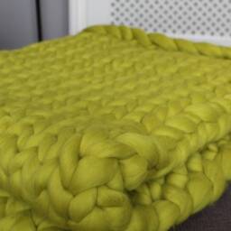 Chunky Knit Blanket/ Arm Knitted Super Soft 100% Merino Wool Throw/ Giant Blanket - thumbnail 3