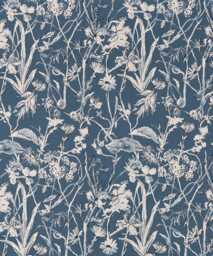 Blue Floral Cafe Curtain Lacefield Garden Party Block Print Valance Cafe Curtain - thumbnail 1