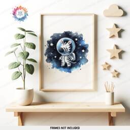 Animal Nursery Space Decor - Set Of 3 Watercolour Prints - Boys Bedroom Artwork Girls Wall Art Baby Animals Kids Room Posters - thumbnail 3
