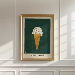 Ice Cream Cone Poster, Retro Minimal Art Print, Vintage Dessert Illustration - thumbnail 4