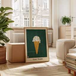 Ice Cream Cone Poster, Retro Minimal Art Print, Vintage Dessert Illustration - thumbnail 3