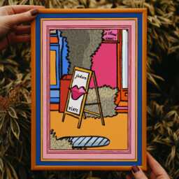 Parisian Cafe Art Print, Colorful Lips, J'adore Vivre - thumbnail 2