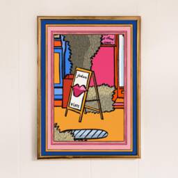 Parisian Cafe Art Print, Colorful Lips, J'adore Vivre - thumbnail 1