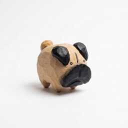 Whimsical Hand Carved Wooden Pug Figurine, Chubby Fawn Statue, Dog Lover Gift, Minimalist Pet Decor, Small Wood Animal Sculpture - thumbnail 3