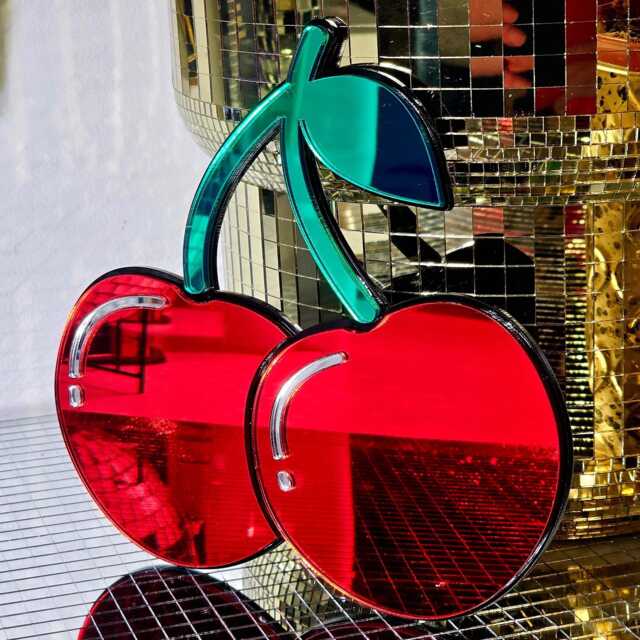 Handmade Cherry Mirror Wall Art Pop Art Dopamine Decor - image 1