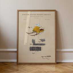 Snowmobile Patent Print Hand-Painted Watercolor Wall Art - thumbnail 1