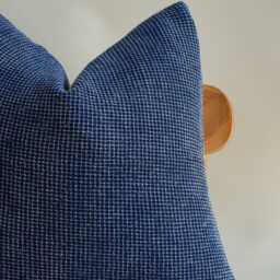 Navy Blue Textured Pillow Cover - Modern Throw Pillow, Minimalist Coastal & Scandinavian Home Decor For Sofa - thumbnail 3