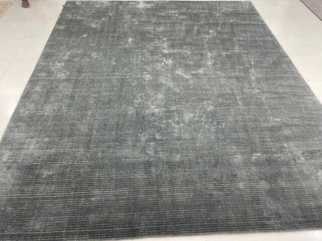 Grey Silk Floral Rug, Handwoven Wool Oushak Style, 9x12 - image 1