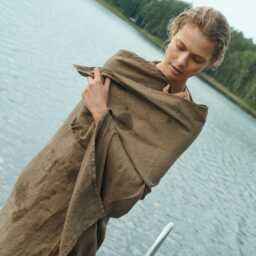 Cacao Waffle Linen Bath Towel/Soft Absorbent Eco-Friendly Luxury Bathroom Natural - thumbnail 3