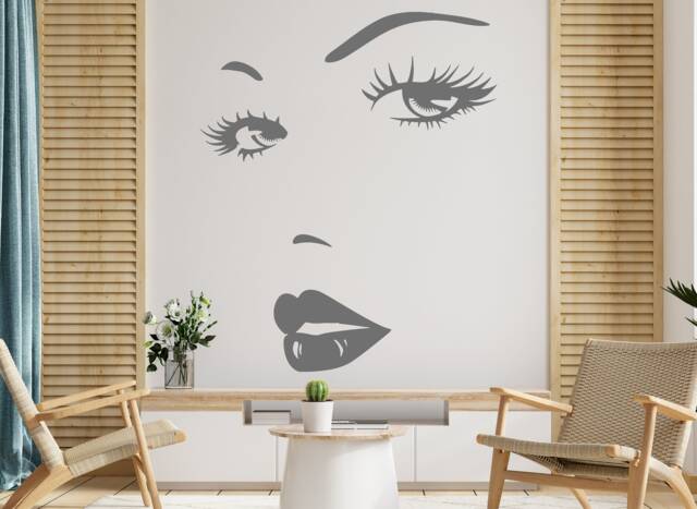 Woman Face Lashes Vinyl Wall Decal Beauty Salon Decor 010Re - image 1