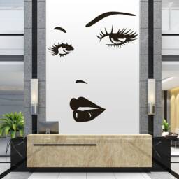 Woman Face Lashes Vinyl Wall Decal Beauty Salon Decor 010Re - thumbnail 2