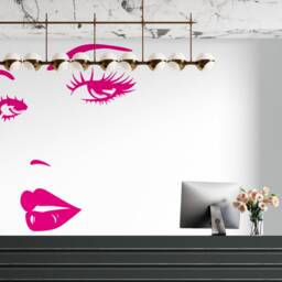 Woman Face Lashes Vinyl Wall Decal Beauty Salon Decor 010Re - thumbnail 3