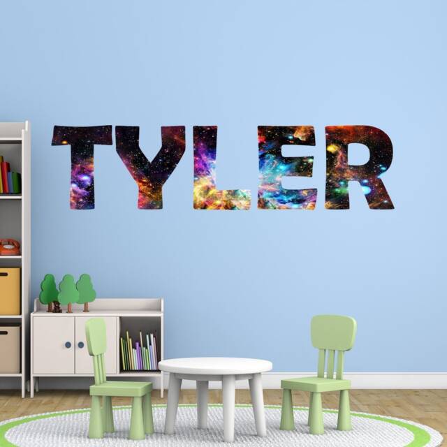Custom Name Decal - Outer Space Galaxy Wall Art Decor Personalized Nebula Sticker Milky Way Kids Room Vwaq-Gn3 - image 1