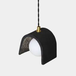Tansy Minimalist Organic Ceramic Pendant Black Clay 4.75 - thumbnail 3