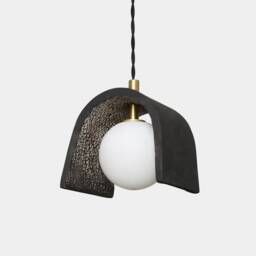 Tansy Minimalist Organic Ceramic Pendant Black Clay 4.75 - thumbnail 2