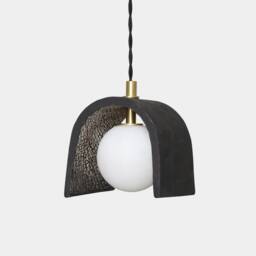 Tansy Minimalist Organic Ceramic Pendant Black Clay 4.75 - thumbnail 1