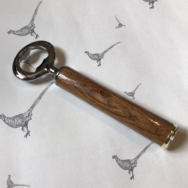 Holland & Shotgun Shell Solid Antique Oak Bottle Opener - image 1