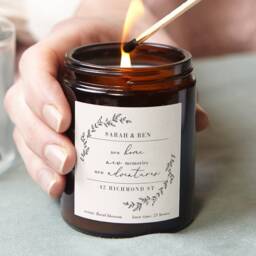 Personalised New Home Candle, Botanical Housewarming Gift