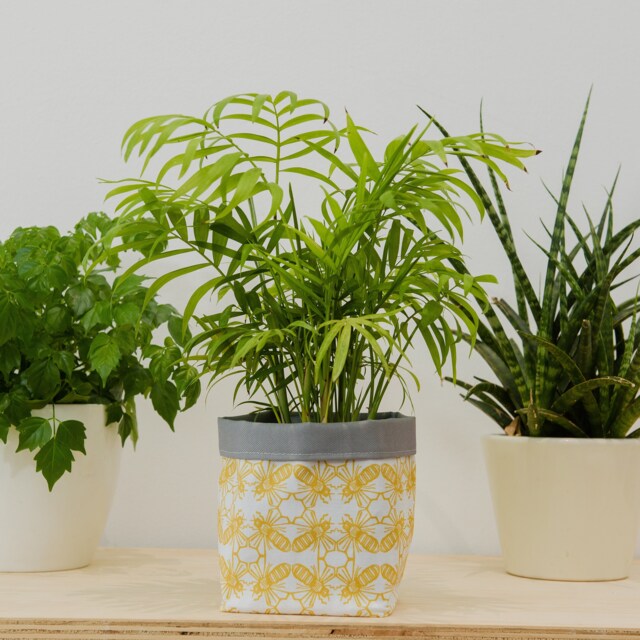 Bee Print Fabric Plant Pot - Waterproof Textile Planter, Housewarming Gift - image 1