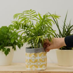 Bee Print Fabric Plant Pot - Waterproof Textile Planter, Housewarming Gift - thumbnail 2