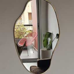 Moroccan Handmade Brass Wall Mirror in Irregular Shape - thumbnail 3