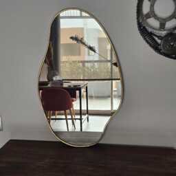 Moroccan Handmade Brass Wall Mirror in Irregular Shape - thumbnail 2