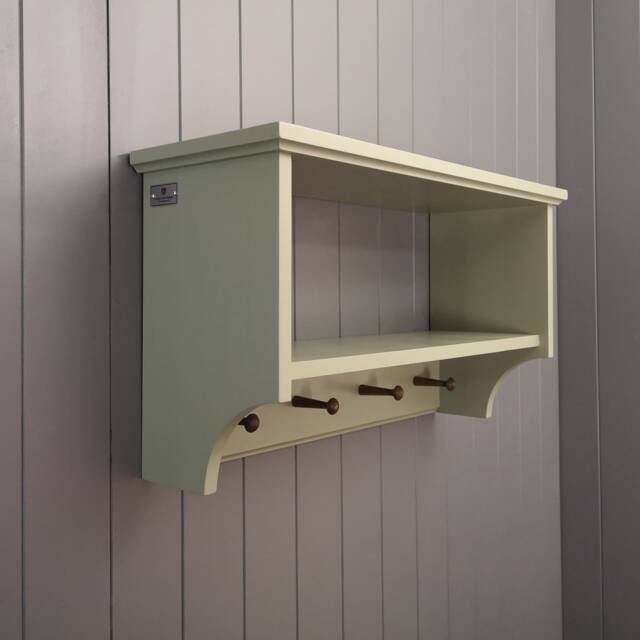 Painted Hat & Coat Rack With Shelf. Wall Mounted Solid Wood Display Shelves Wooden Peg Board For Hall Kitchen Bathroom Or Bedroom - image 1
