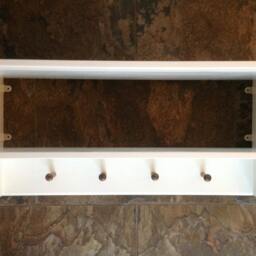 Painted Hat & Coat Rack With Shelf. Wall Mounted Solid Wood Display Shelves Wooden Peg Board For Hall Kitchen Bathroom Or Bedroom - thumbnail 3