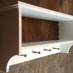 Painted Hat & Coat Rack With Shelf. Wall Mounted Solid Wood Display Shelves Wooden Peg Board For Hall Kitchen Bathroom Or Bedroom - thumbnail 2