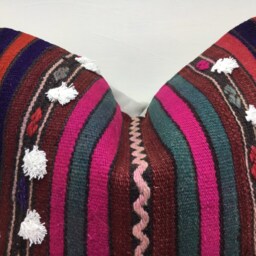 Vintage Kilim Pillow Cover, Handwoven Turkish Cushion, 16x16 - thumbnail 2