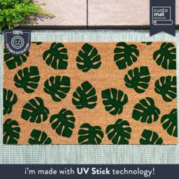 Monstera Leaf Doormat Pattern - Tropical Coir Door Mat Green Print Custom Plant Lover - thumbnail 1