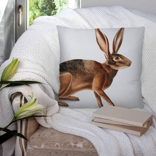Hare Country Woodland - Bright Colourful Super Soft Decorative Pillow Throw Cushion, Case Cover Or With Filling Luxury Velvet