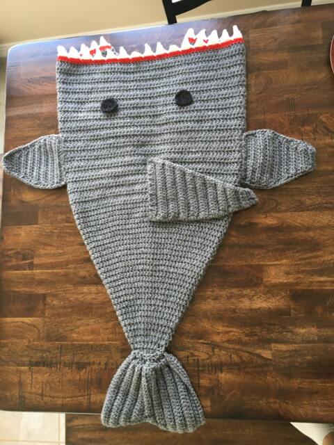 Crochet Shark Tail Blanket, Cocoon - image 1