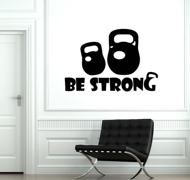 Wall Vinyl Decal Sport Dumbbell Quotes Be Strong Home Gym Decor Fitness Studio Guaranteed Quality Sticker - #2043Di - image 1