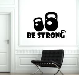 Wall Vinyl Decal Sport Dumbbell Quotes Be Strong Home Gym Decor Fitness Studio Guaranteed Quality Sticker - #2043Di - thumbnail 1