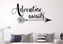Adventure Awaits Wall Decal - Decor - Art - Arrow Camping Decal - thumbnail 1