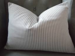 Ticking Stripe Farmhouse Pillow Cover - Grey Or Black Home Accent - thumbnail 1