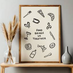 Food Brings Us Together Unframed Print - Art Kitchen Wall Poster Cute Posters Prints Gifts Under 20 - thumbnail 2
