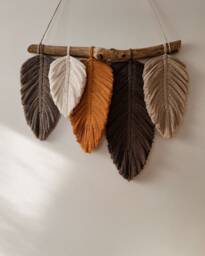 Macrame Feather Wall Hanging, Nursery Decor, Tapestry Art
