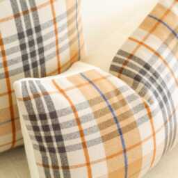 Goldendale Plaid Pillow Cover, Gold & Gray Merino Wool Cover - Ready To Ship - thumbnail 2
