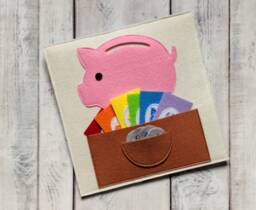 Felt Montessori Toy Toddler Quiet Book Page, Money Box