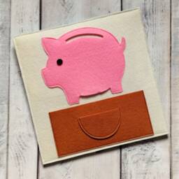 Felt Montessori Toy Toddler Quiet Book Page, Money Box - thumbnail 2