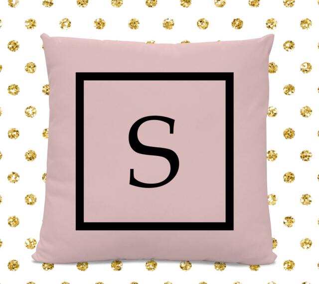 Initial Pillow - Letter With S Monogrammed Custom Throw Pink
