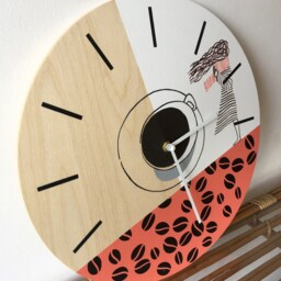 Handmade Birch Coffee Wall Clock - Silent, Bean Design - thumbnail 3