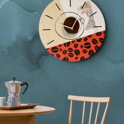 Handmade Birch Coffee Wall Clock - Silent, Bean Design - thumbnail 2
